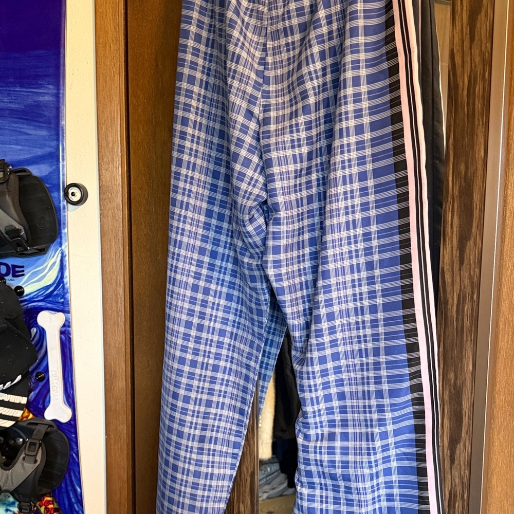 Victoria's Secret Blue Plaid Pajama Pants with Pink Stripe